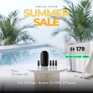 Portable car diffuser with 10ml aroma oil in a sleek aluminum design