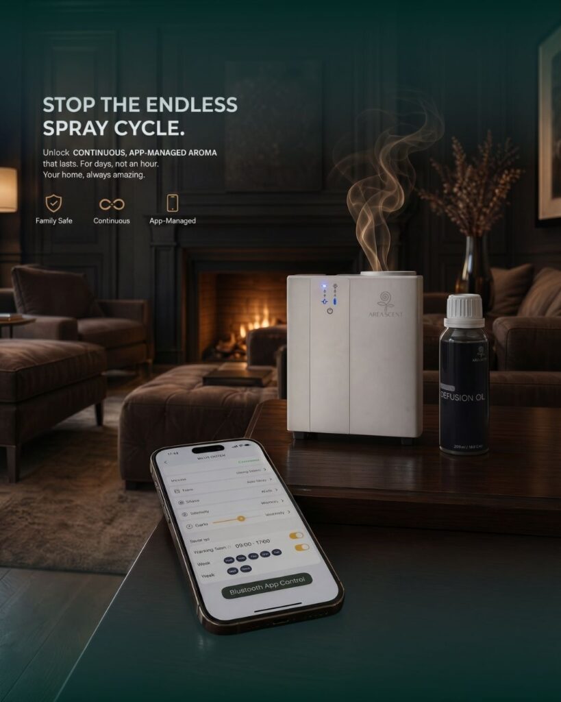 Why Your Home Fragrance Fades in an Hour And How Cold Air Diffusion Fixes It Forever 5 Elegant Black Diffuser on Dark Background